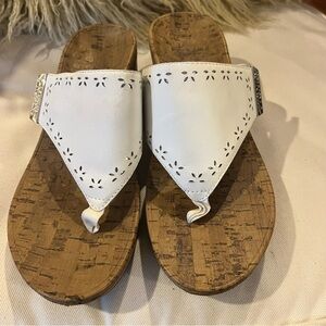 Vionic Anitra Women’s White Comfort Wedge  Sandals Size 7